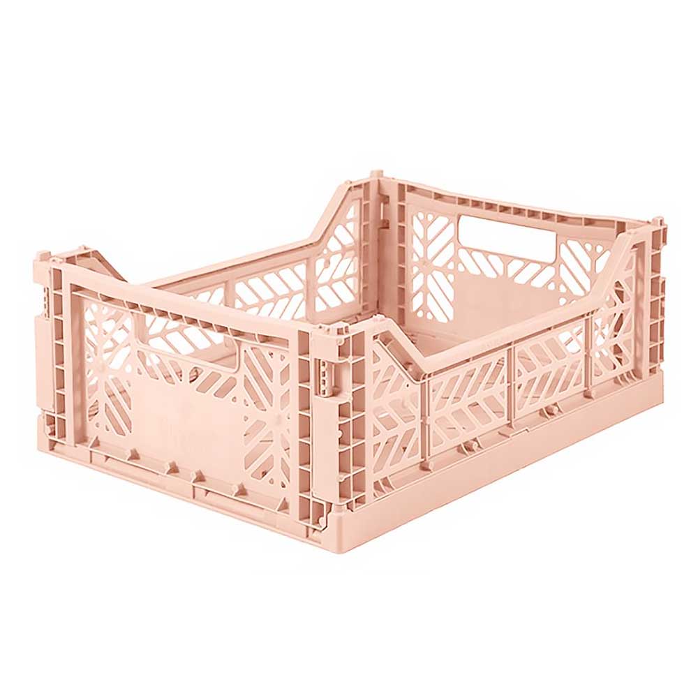 Aykasa midi folding storage crate in milk tea pink