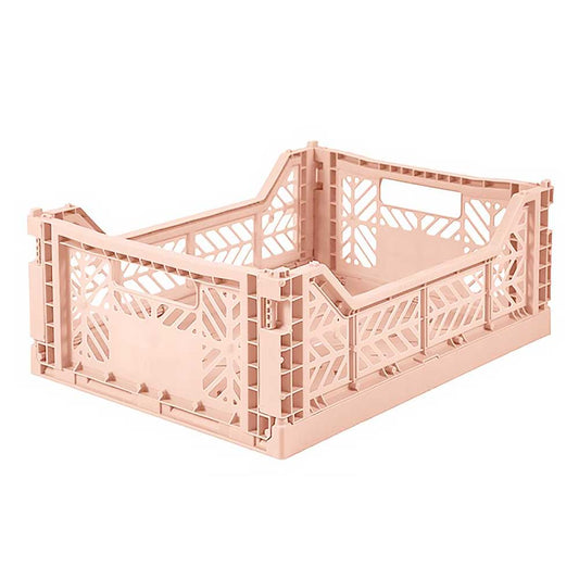 Aykasa midi folding storage crate in milk tea pink