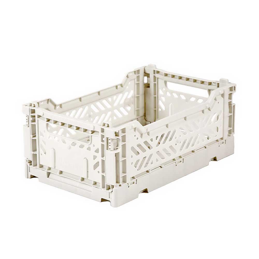 Aykasa mini folding storage crate in off-white coconut milk