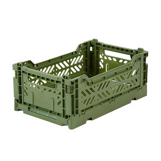 Aykasa mini folding storage crate in khaki green
