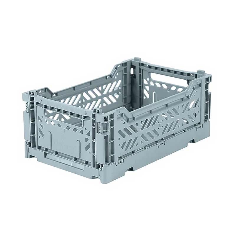 Blue grey mini folding storage crate