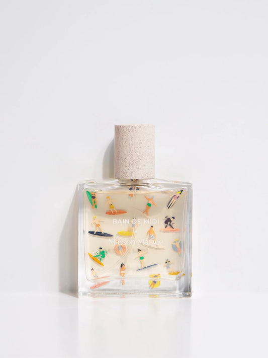 Maison Matine Bain de Midi perfume, 50ml, with an illustrated label