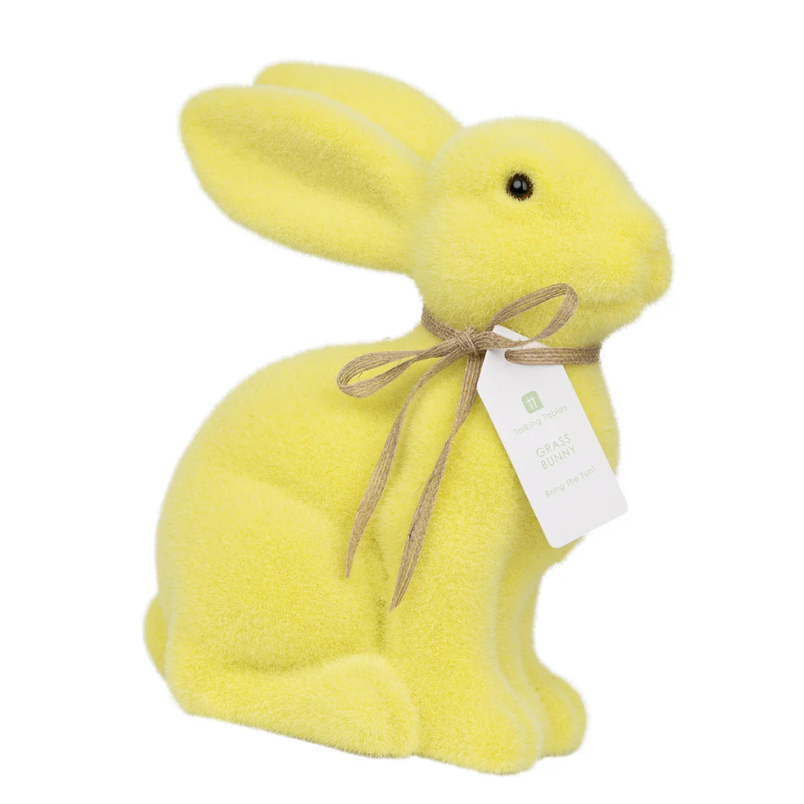 Talking Tables yellow flocked bunny decoration with a twine bow