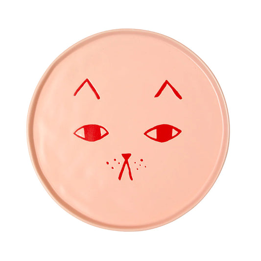 Donna Wilson peach plate with a cat face