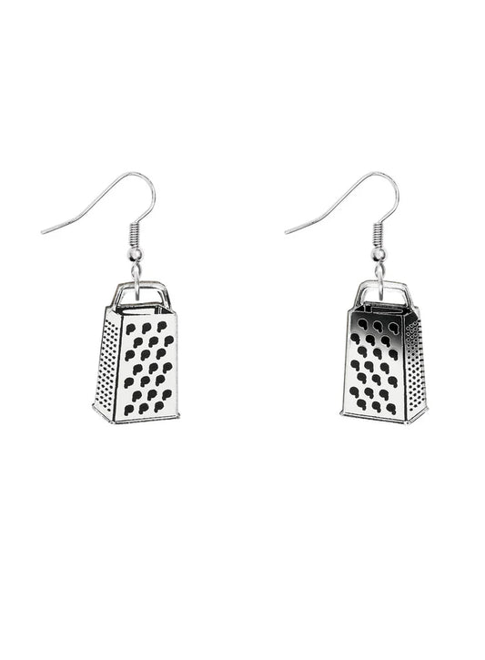 Tatty Devine cheese grater earrings in silver