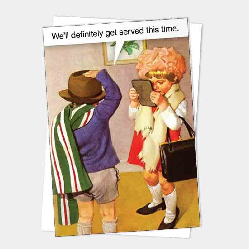 The get served card with its white envelope