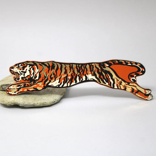 Ark tiger bookmark: a leaping orange tiger resting on a stone
