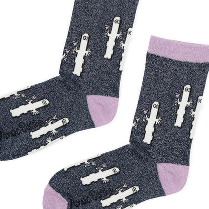 Close-up of the glitter Hattifattener socks
