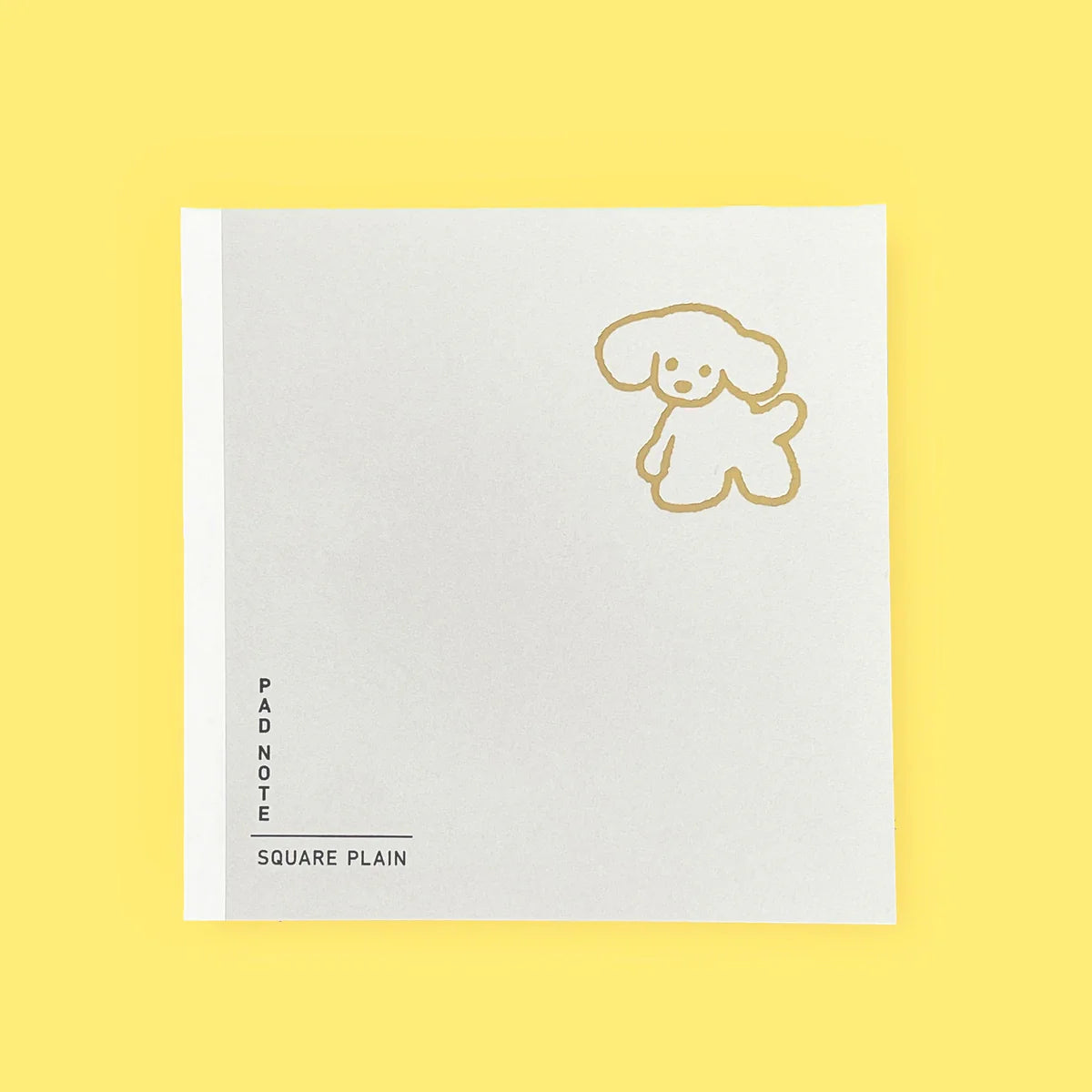 Sikigu square white notebook with a gold line drawing of a dog
