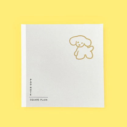 Sikigu square white notebook with a gold line drawing of a dog