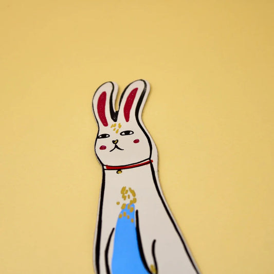 Ark cream bunny bookmark with a red collar