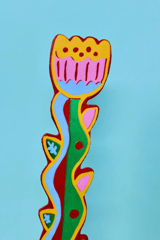 Ark red tulip bookmark on a blue background
