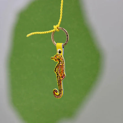 Ark yellow seahorse leather key ring
