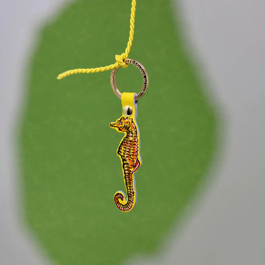 Ark yellow seahorse leather key ring