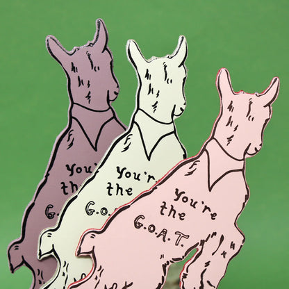 Goat bookmarks reading 'You're the G.O.A.T.'