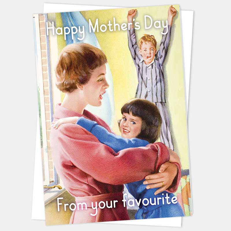 Mother's Day favourite card with its white envelope