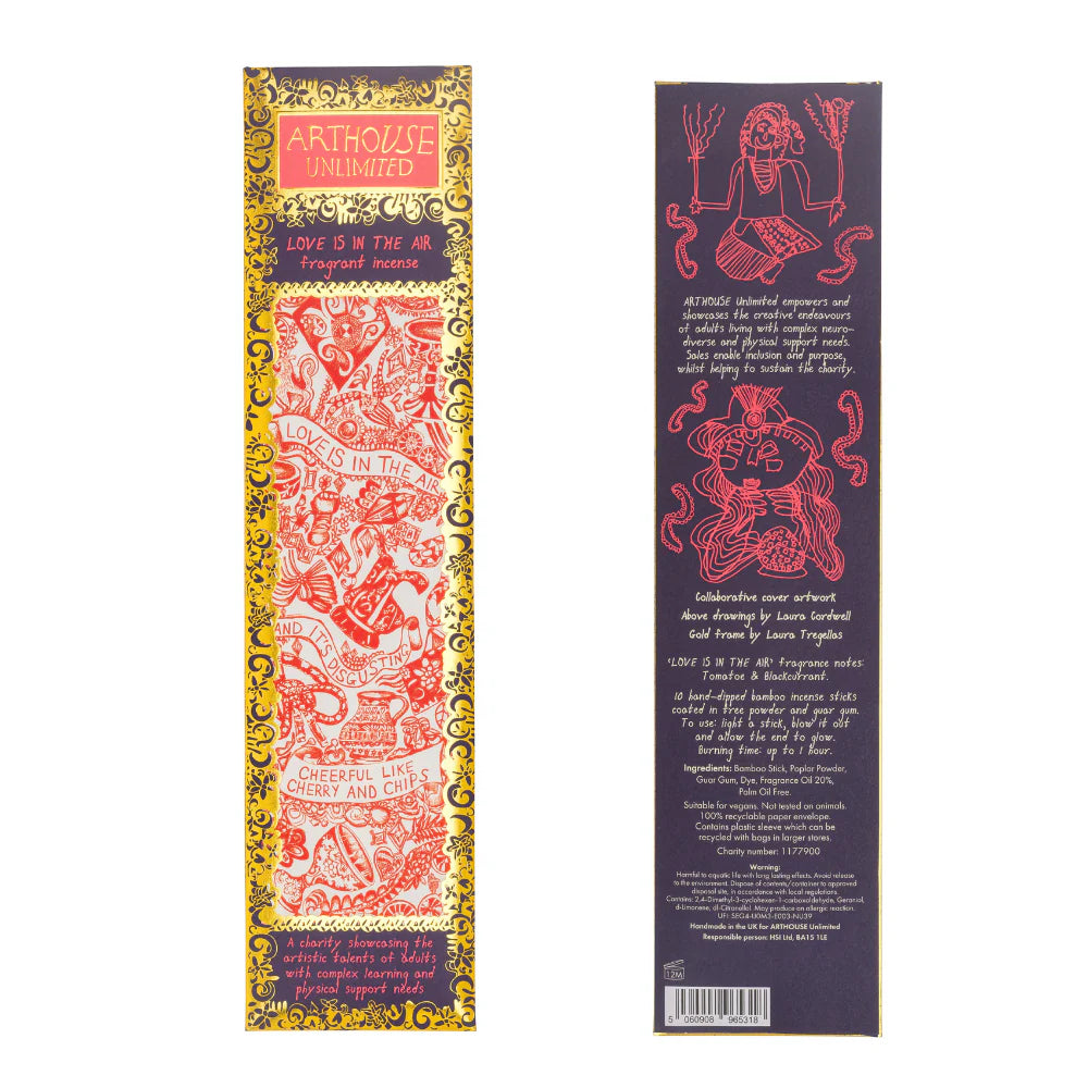 Front and back of the Love is in the Air incense box