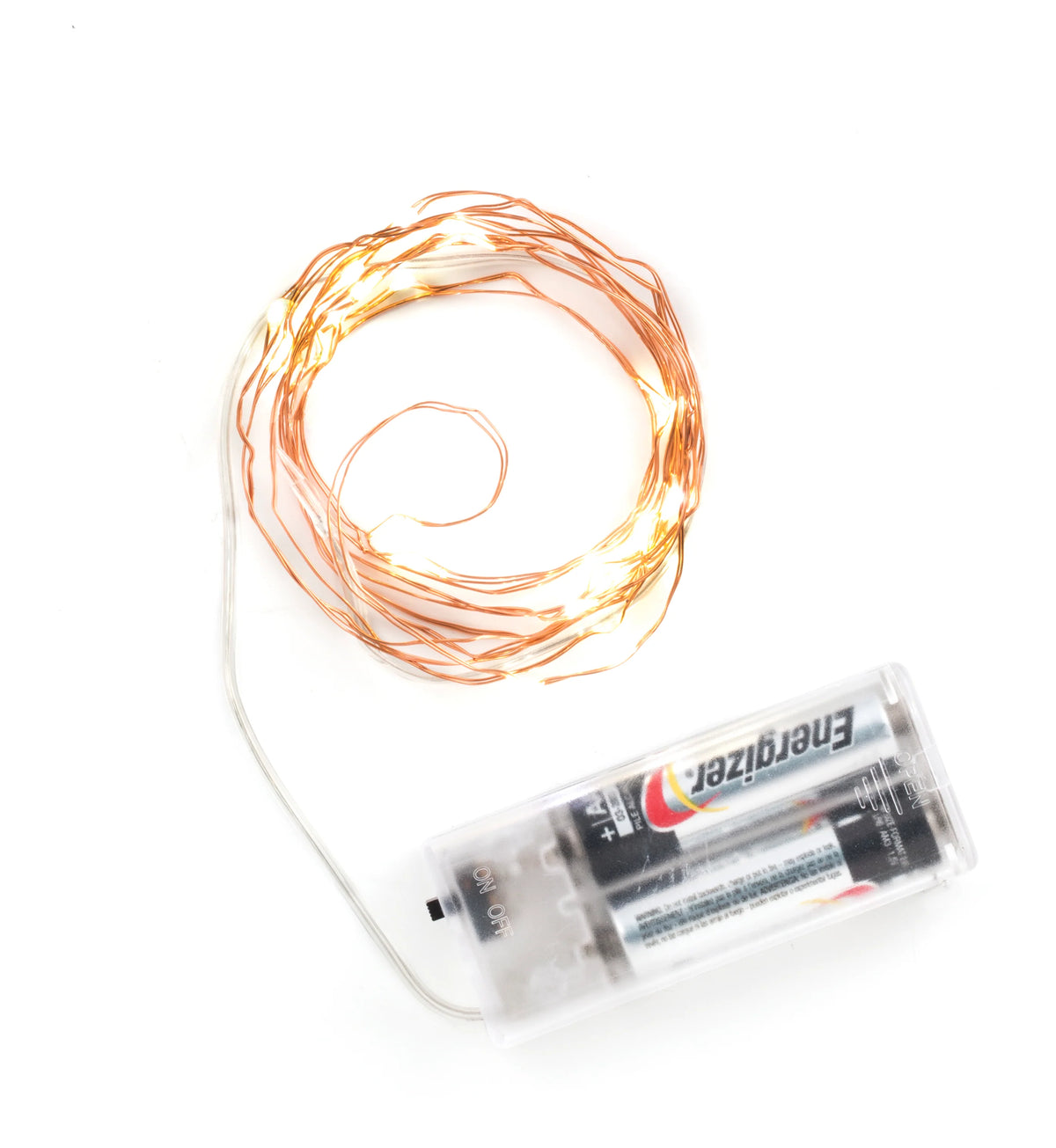Kikkerland copper string LED lights with a battery box
