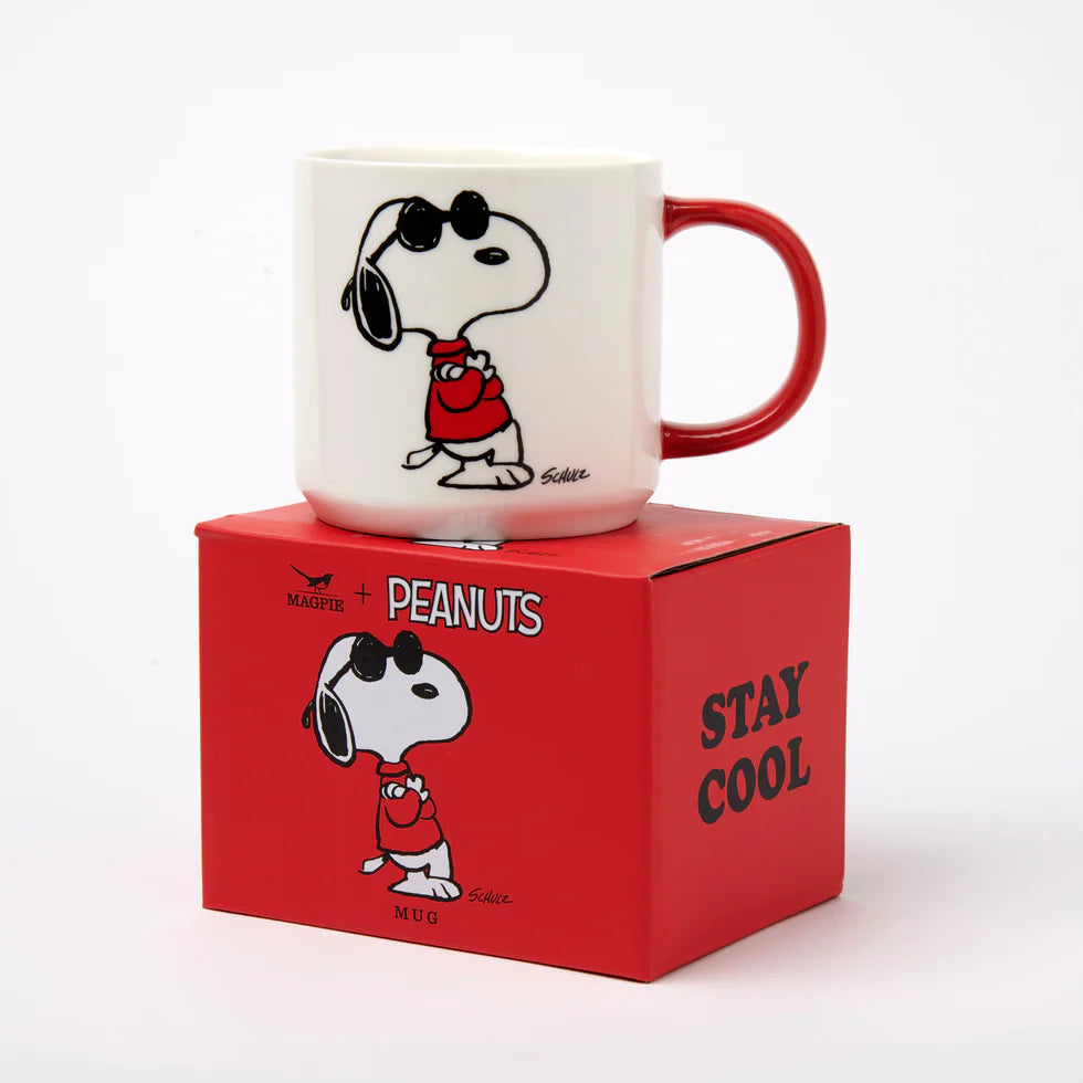 Stay Cool mug on its red Peanuts gift box