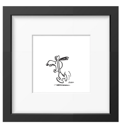 Framed Peanuts print of Snoopy dancing