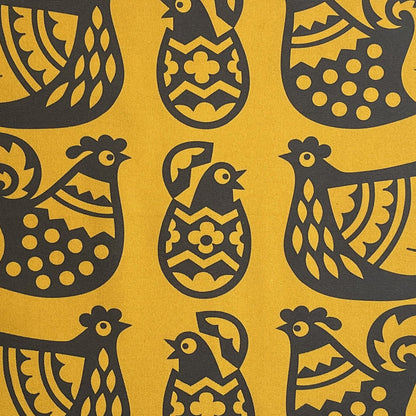 Close-up of the chicken tea towel pattern