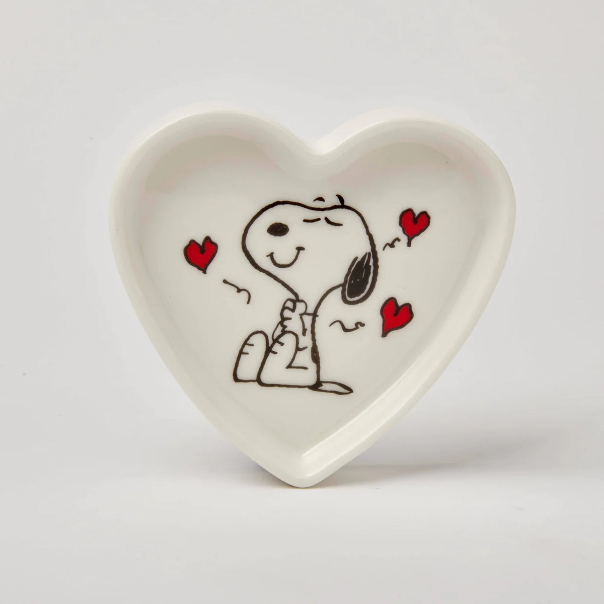 Heart-shaped Peanuts trinket dish: Snoopy with red hearts