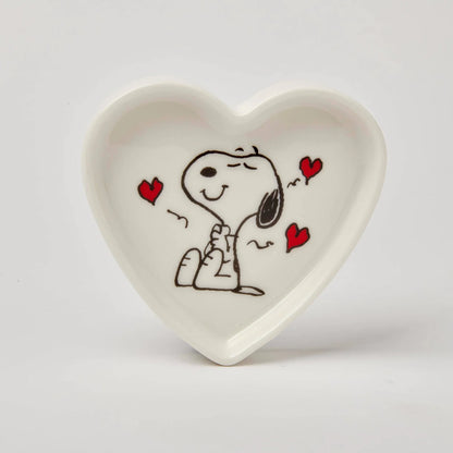 Heart-shaped Peanuts trinket dish: Snoopy with red hearts