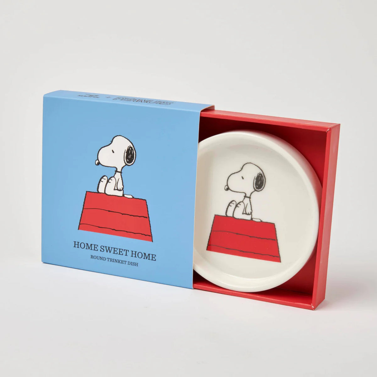 Trinket dish in its open blue and red gift box