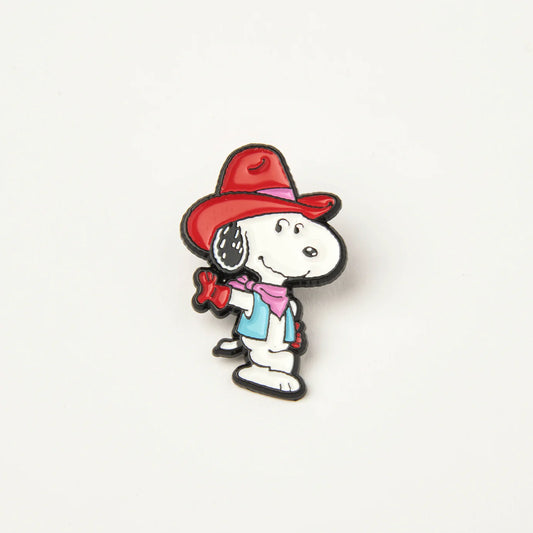 Peanuts Howdy enamel pin: Snoopy in a red cowboy hat and neckerchief