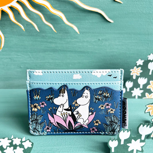 Moomin card holder with Moomintroll and Snorkmaiden on a lotus flower