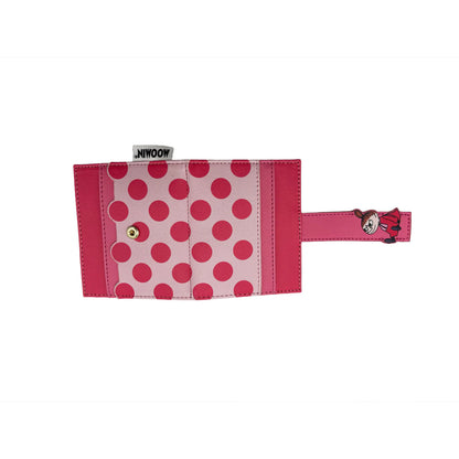 Little My wallet opened out, showing the polka dot lining