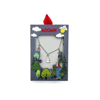 Moomin family charm necklace in its illustrated gift box