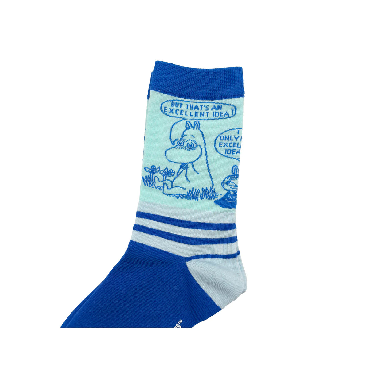 Close-up of the Moomin 'Say, that's an excellent idea' socks