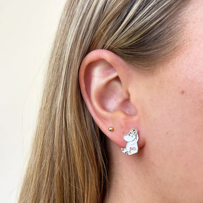 Moomin charm stud earring worn