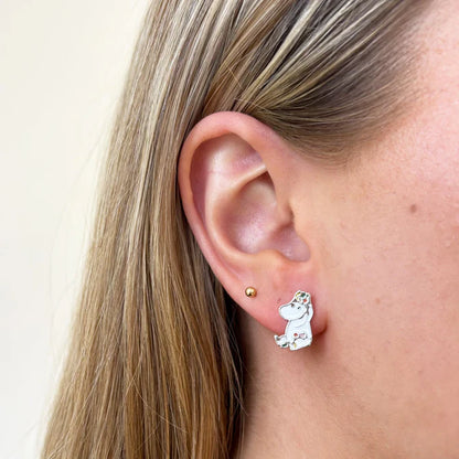 Moomin charm stud earring worn
