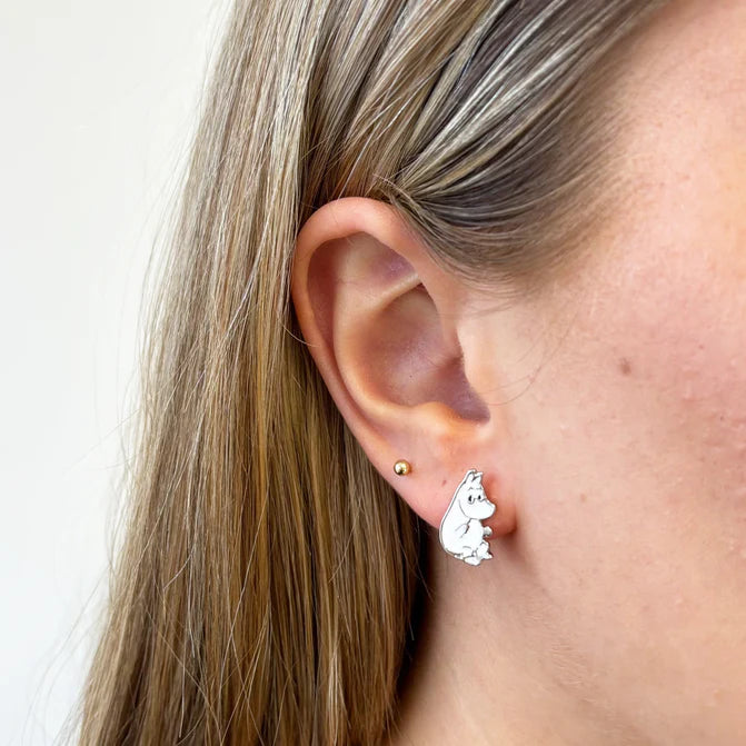 Moomin stud earring, close-up
