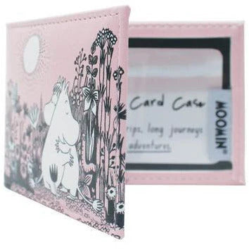 Moomin Love travel card case opened to show the clear window