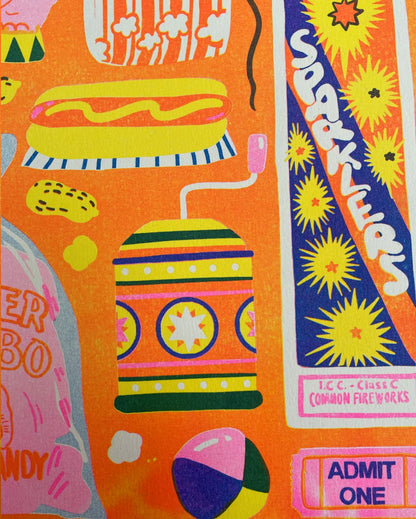 Close-up of the hot dog and sparklers box