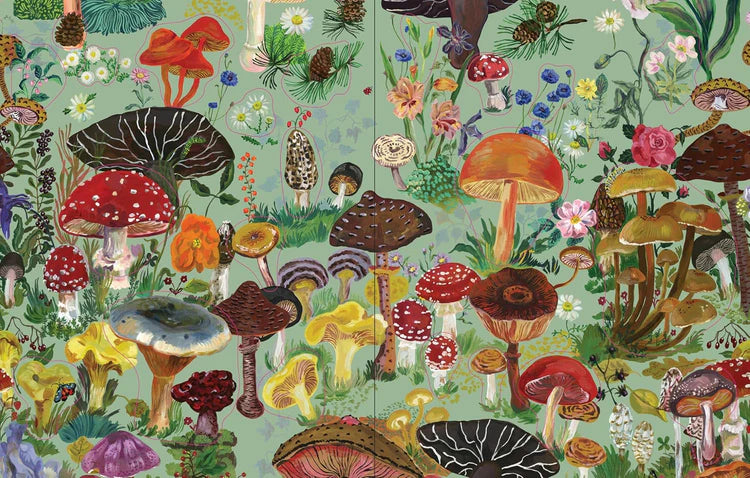 Sticker page of colourful mushrooms