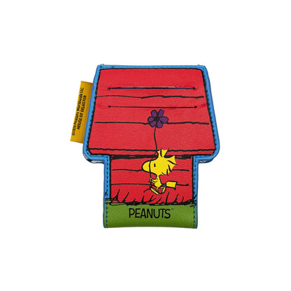 Back of the doghouse card holder with Woodstock and a flower