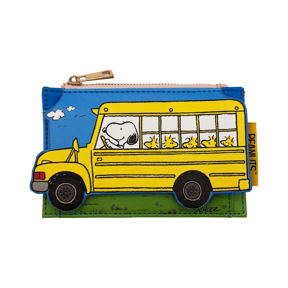 Peanuts school bus purse, front view