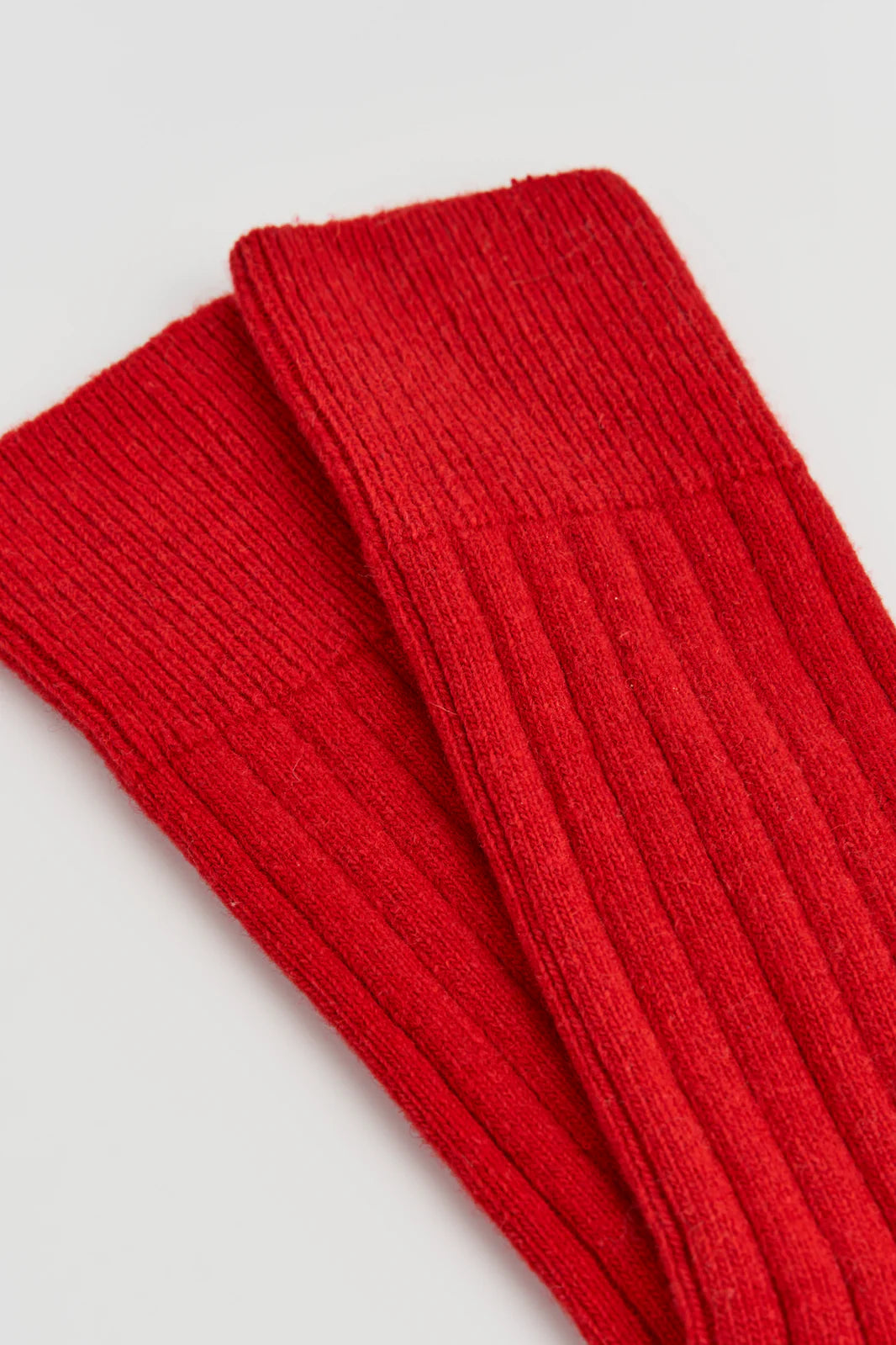 Close-up of the ribbed red merino knit