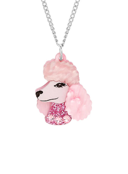 Tatty Devine pink poodle pendant with a sparkly collar