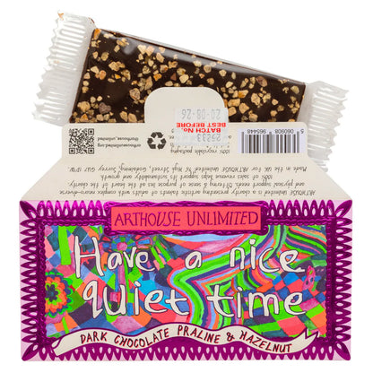 Have a Nice Quiet Time bar with the chocolate pulled out