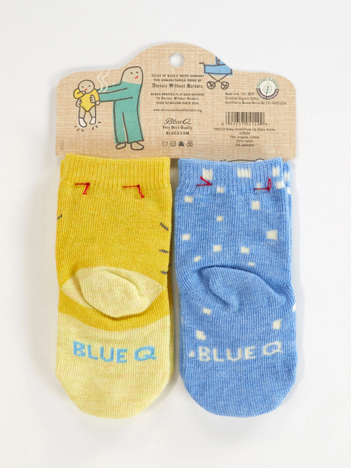 Back of the baby socks pack showing the soles