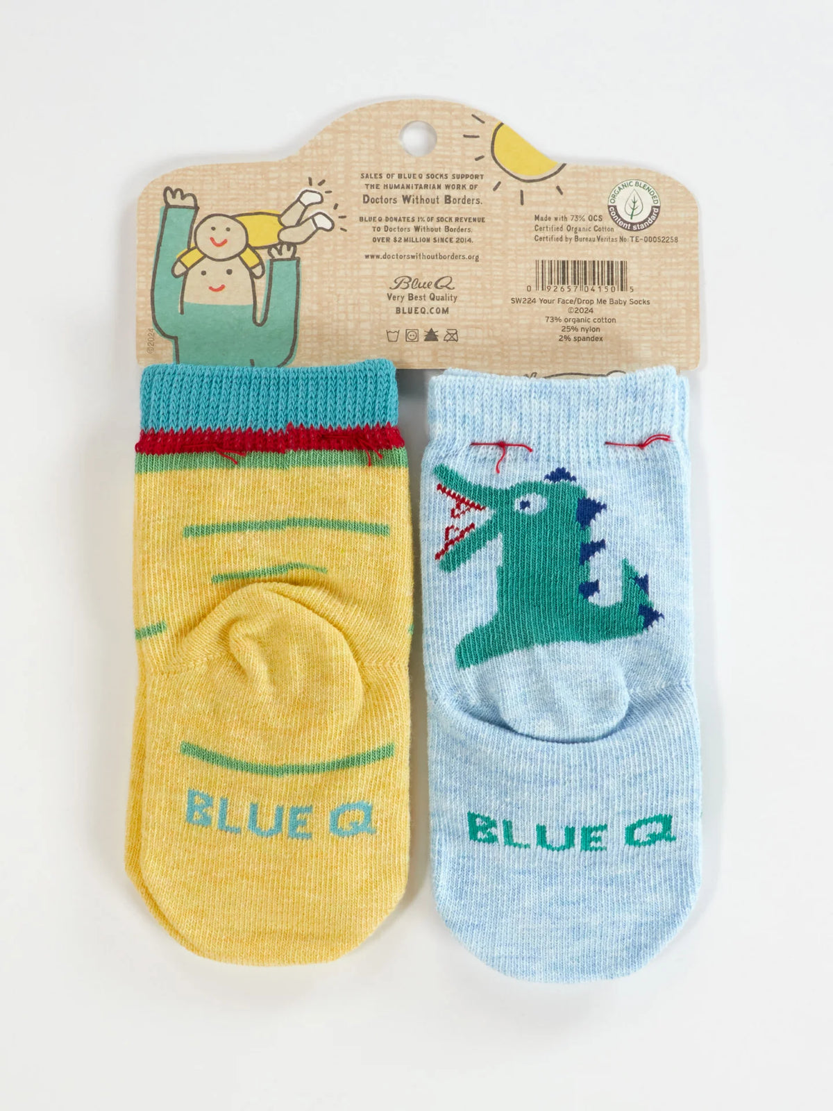 Back of the baby socks pack showing the soles