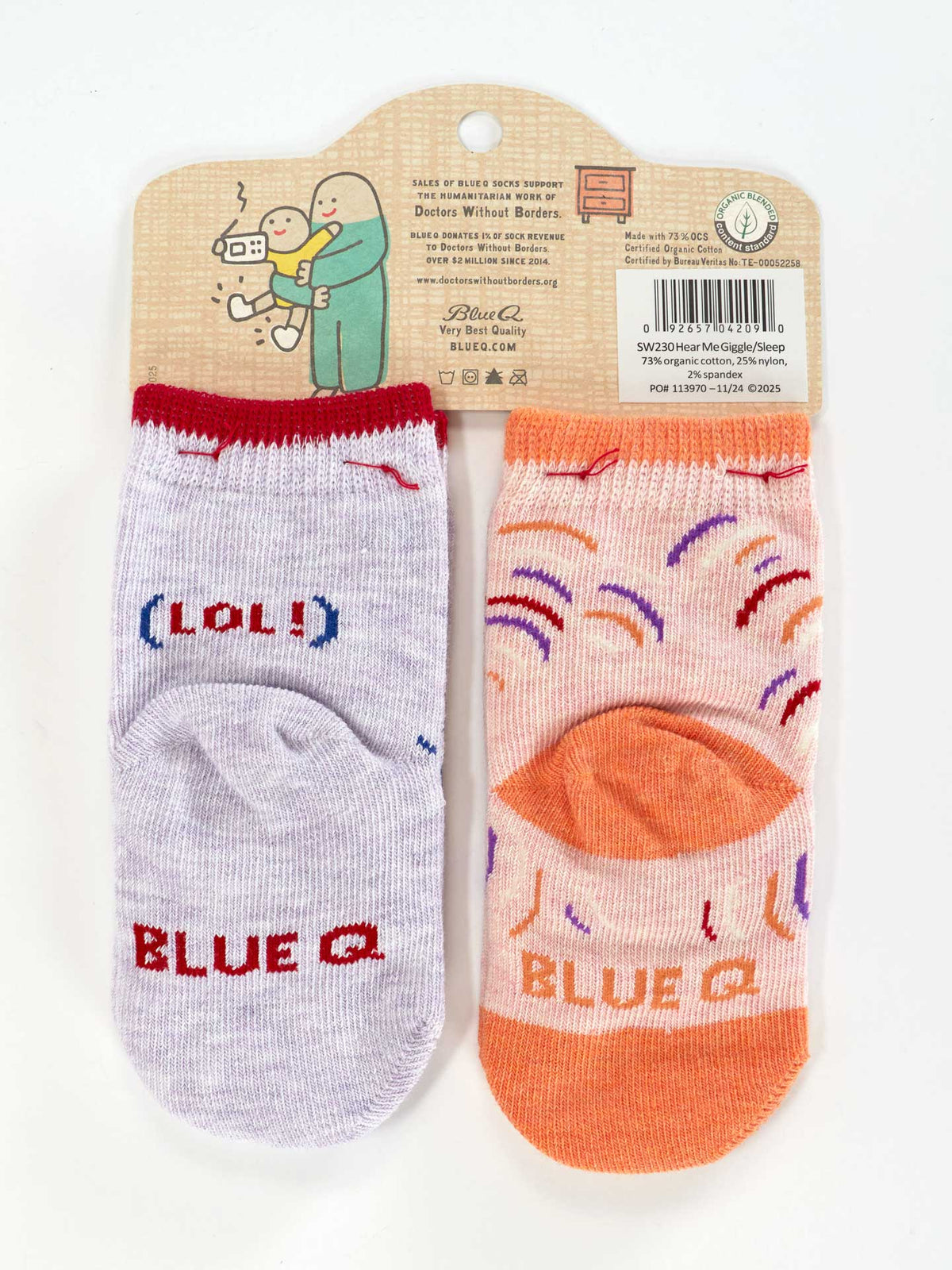 Back of the baby sock pack