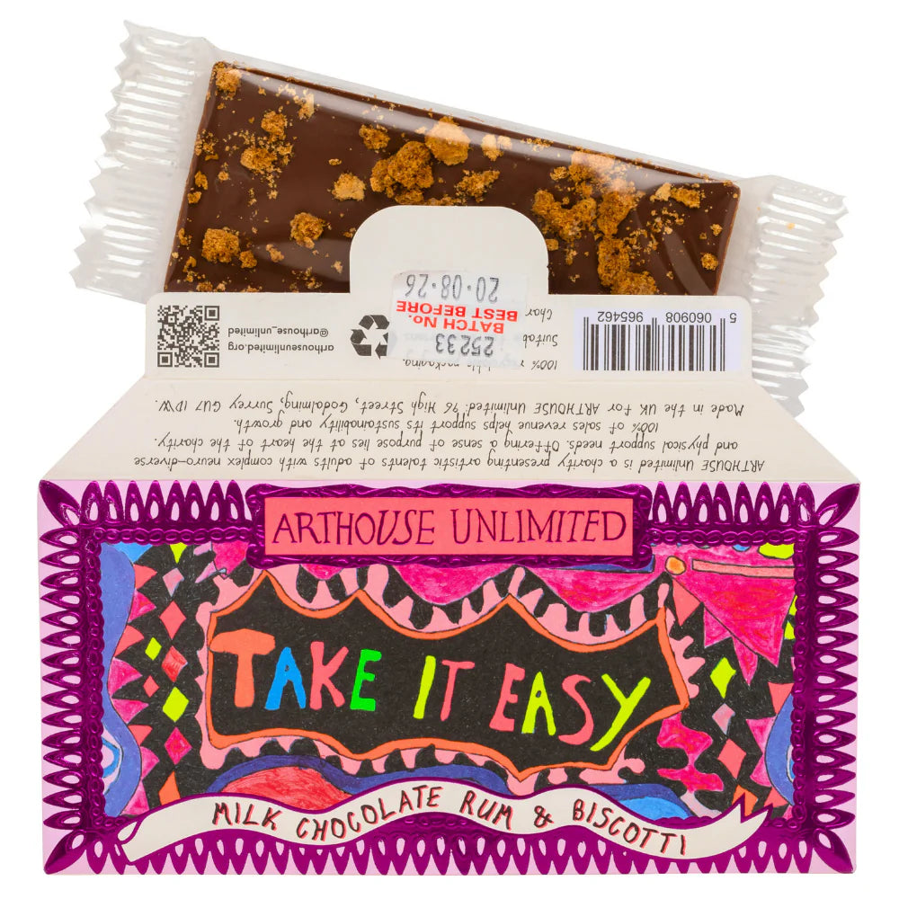 Take It Easy mini bar with the chocolate pulled out