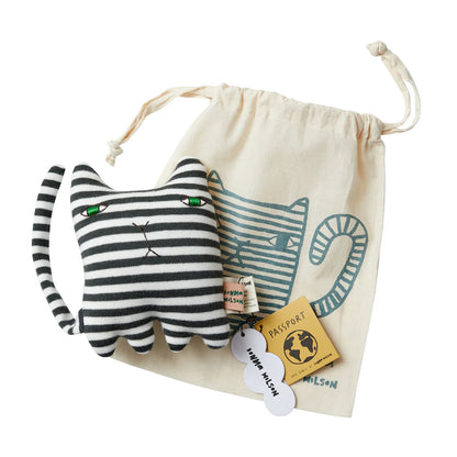 Mono Kitten toy with its drawstring cotton bag
