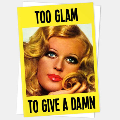 The Too Glam card with its white envelope